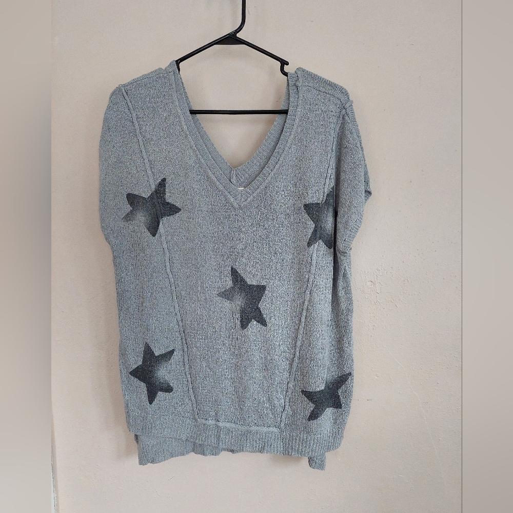 POL Gray Sleeveless Knit Sweater With Stars